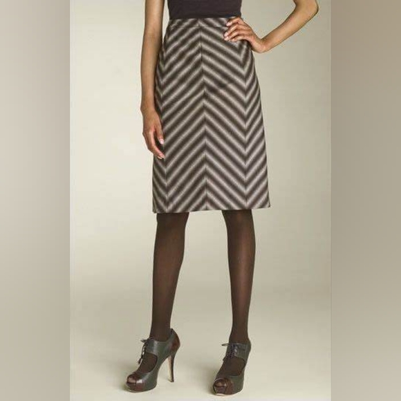 L.A.M.B. Black Stripe Pieced Chevron Skirt (flaws) - Picture 2 of 16